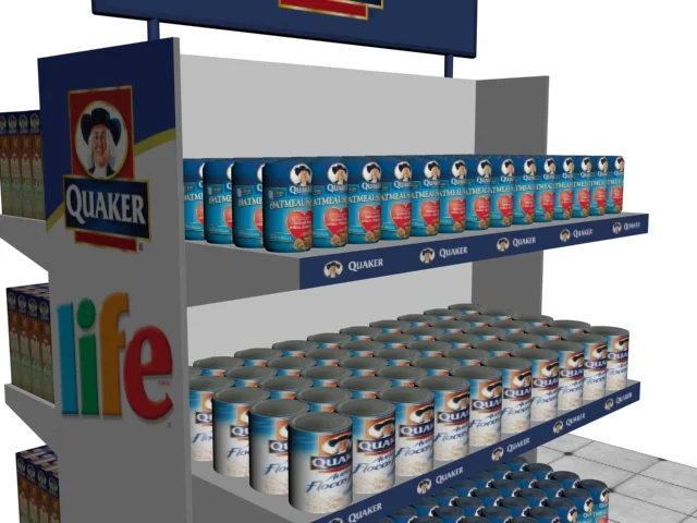 Exhibidor Quaker · Modelado 3D